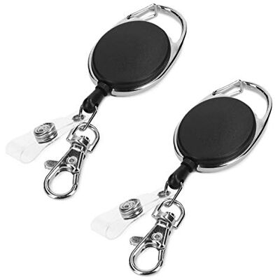 kwmobile 2 x porta-chaves retrátil com clipe para cartão de identificação pendentes com cabo extensível porta-chaves com suporte para cartão preto kwmobile 2 x porta-chaves retrátil com clipe para cartão de identificação pendentes com cabo extensível porta-chaves com suporte para cartão preto