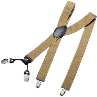 DonDon Suspensórios largos para homem 3,5 cm com 4 clipes extra fortes suspensórios para calças homem, Tamanho único DonDon Suspensórios largos para homem 3,5 cm com 4 clipes extra fortes suspensórios para calças homem, Tamanho único