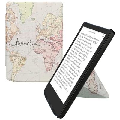 kwmobile Capa para Pocketbook Verse/Verse Lite/Verse Pro/cor/Vivlio Light/Light HD capa dobrável para leitor eletrónico em preto/multicolorido mapa do mundo kwmobile Capa para Pocketbook Verse/Verse Lite/Verse Pro/cor/Vivlio Light/Light HD capa dobrável para leitor eletrónico em preto/multicolorido mapa do mundo