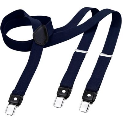 DonDon Alças homem estreitas largas 2,5 cm com 3 clipes extra fortes alças para calças homem azul DonDon Alças homem estreitas largas 2,5 cm com 3 clipes extra fortes alças para calças homem azul