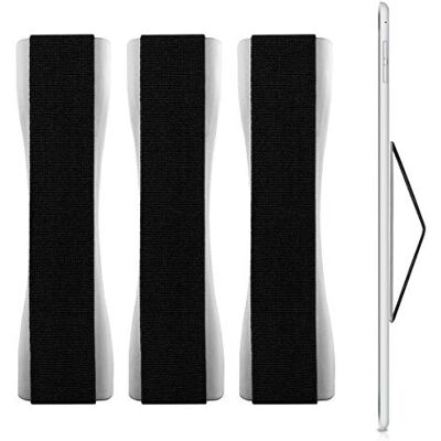 kwmobile 3X Aderência elástica universal para tablet, faixa de fixação para dedos, alças traseiras para tablet em prata kwmobile 3X Aderência elástica universal para tablet, faixa de fixação para dedos, alças traseiras para tablet em prata