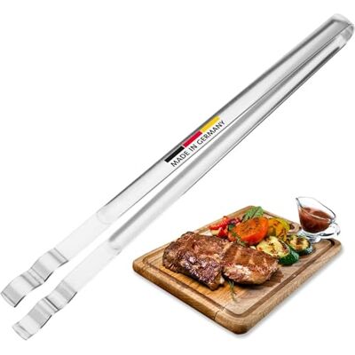 Westmark Pinças para churrasco, salsichas e para servir com pontas onduladas, aço inoxidável, comprimento: 35,4 cm, prata, Westmark Pinças para churrasco, salsichas e para servir com pontas onduladas, aço inoxidável, comprimento: 35,4 cm, prata,