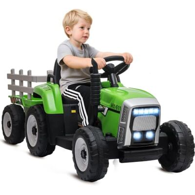 HOMCOM Tractor elétrico para crianças com reboque desmontável verde 3-6 anos, controlo remoto, música MP3, ecrã, luzes, cinto de segurança, 136,5 x 50 x 52,5 cm HOMCOM Tractor elétrico para crianças com reboque desmontável verde 3-6 anos, controlo remoto, música MP3, ecrã, luzes, cinto de segurança, 136,5 x 50 x 52,5 cm