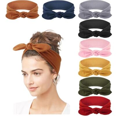 DRESHOW Faixa de cabeça para mulher turbante boémia elástico fita faixa de cabelo faixa de cabeça acessórios para o cabelo, 8 pacotes: Adjustável Rabbit Ear Set-f01 DRESHOW Faixa de cabeça para mulher turbante boémia elástico fita faixa de cabelo faixa de cabeça acessórios para o cabelo, 8 pacotes: Adjustável Rabbit Ear Set-f01