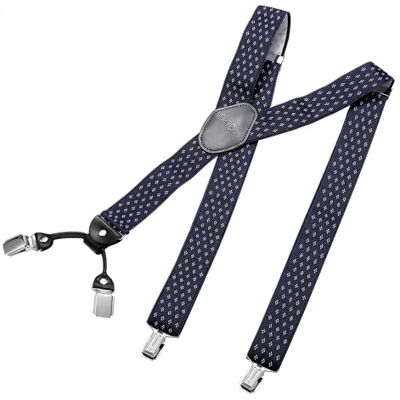 DonDon Suspensórios largos para homem 3,5 cm com 4 clips extra fortes suspensórios para calças homem, Tamanho único DonDon Suspensórios largos para homem 3,5 cm com 4 clips extra fortes suspensórios para calças homem, Tamanho único
