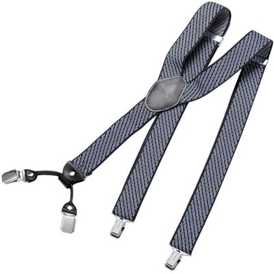 DonDon Suspensórios para homem largos de 3,5 cm com 4 clipes extra fortes suspensórios para calças homem, Tamanho único DonDon Suspensórios para homem largos de 3,5 cm com 4 clipes extra fortes suspensórios para calças homem, Tamanho único
