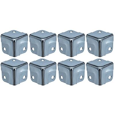 HMF Proteção de cantos de metal para malas, 8 peças, 18 x 18 x 18 mm, Galvanizado prateado HMF Proteção de cantos de metal para malas, 8 peças, 18 x 18 x 18 mm, Galvanizado prateado