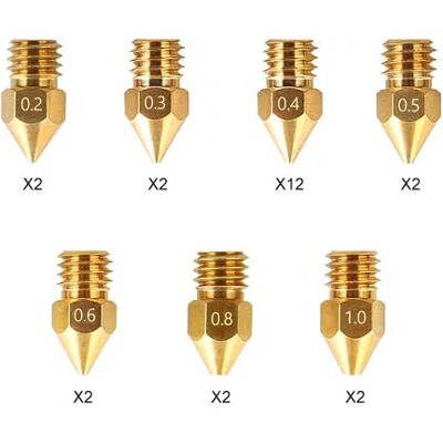 Creality Bocal de impressora 3D extrusora cabeça de impressão de latão 24 peças bicos MK8 para série Ender 3 CR-10 com 7 tamanhos diferentes 0,2 mm, 0,3 mm, 0,4 mm, 0,5 mm, 0,6 mm, 0,6 mm, 0,8 mm, 1,0,0,0,0,0,0,1,0,0,0,0,0,1,0,0,0,0,1,0,0,0,1,0,0,1,1,0,0 Creality Bocal de impressora 3D extrusora cabeça de impressão de latão 24 peças bicos MK8 para série Ender 3 CR-10 com 7 tamanhos diferentes 0,2 mm, 0,3 mm, 0,4 mm, 0,5 mm, 0,6 mm, 0,6 mm, 0,8 mm, 1,0,0,0,0,0,0,1,0,0,0,0,0,1,0,0,0,0,1,0,0,0,1,0,0,1,1,0,0