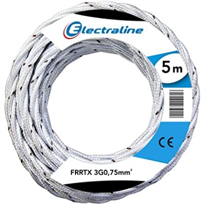 Electraline Cavo Tessile FRRTX, Sezione 3G0,75 mm, 5 mt, branco Electraline Cavo Tessile FRRTX, Sezione 3G0,75 mm, 5 mt, branco