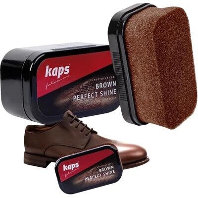 Kaps Esponja brilhante de calçado para brilho instantâneo, para sapatos, botas e bolsas de couro, Shine de , 3 cores, Castanho, Tamanho único Kaps Esponja brilhante de calçado para brilho instantâneo, para sapatos, botas e bolsas de couro, Shine de , 3 cores, Castanho, Tamanho único