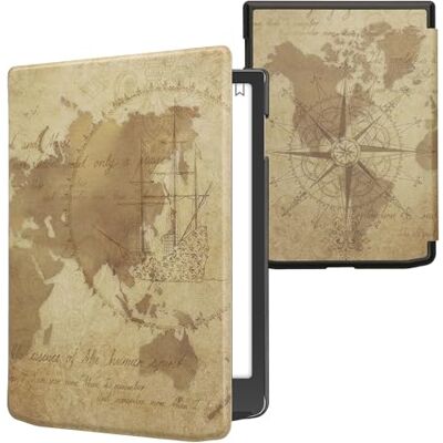 kwmobile Capa compatível com Pocketbook InkPad 4 / cor 3/2 / Vivlio InkPad 4 capa capa com tampa e fecho magnético em couro sintético mapa-múndi vintage kwmobile Capa compatível com Pocketbook InkPad 4 / cor 3/2 / Vivlio InkPad 4 capa capa com tampa e fecho magnético em couro sintético mapa-múndi vintage