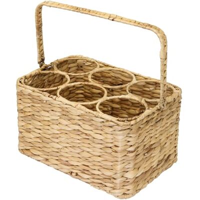 HMF Suporte para garrafas para 6 garrafas, cesta para garrafas trançada de jacinto de água, 32 x 22 x 18 cm HMF Suporte para garrafas para 6 garrafas, cesta para garrafas trançada de jacinto de água, 32 x 22 x 18 cm