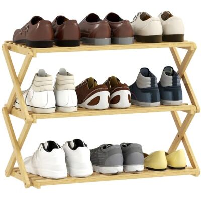 HOMCOM Zapatero Estrecho de Bambú, 3 Niveles, Sin Instalación, Natural Zapatero Vertical Plegable, Estantería para Zapatos, Entrada, Pasillo, Dormitorio HOMCOM Zapatero Estrecho de Bambú, 3 Niveles, Sin Instalación, Natural Zapatero Vertical Plegable, Estantería para Zapatos, Entrada, Pasillo, Dormitorio