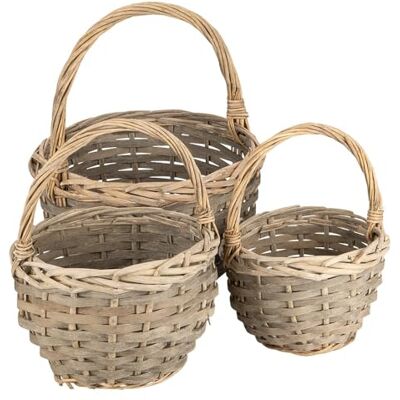Ideen mit Herz Conjunto de cestas de vime 3 cestas redondas trançadas escuras Diâmetros: 14, 18, 21 cm Ideal para presente de casamento ou decoração Ideen mit Herz Conjunto de cestas de vime 3 cestas redondas trançadas escuras Diâmetros: 14, 18, 21 cm Ideal para presente de casamento ou decoração