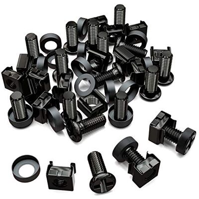 deleyCON 20x Pacote de Porcas Enjauladas M6 e Parafusos para Armário de Rede Carcaça do Servidor 19 e 10 Polegadas Montagem Kit Preto deleyCON 20x Pacote de Porcas Enjauladas M6 e Parafusos para Armário de Rede Carcaça do Servidor 19 e 10 Polegadas Montagem Kit Preto