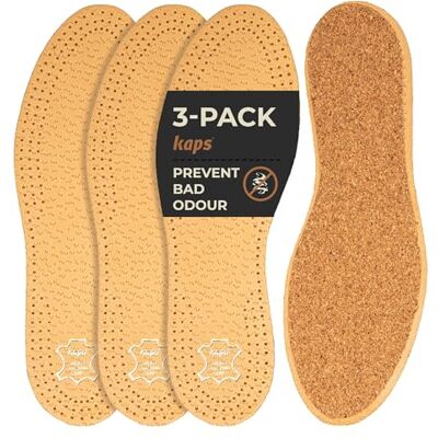 Kaps Pacote de 3 pares de palmilhas premium para sapatos feitos de couro de ovelha com curtido vegetal de cortiça natural, elegantes e confortáveis, Pecari Cork homem 42 EUR Kaps Pacote de 3 pares de palmilhas premium para sapatos feitos de couro de ovelha com curtido vegetal de cortiça natural, elegantes e confortáveis, Pecari Cork homem 42 EUR