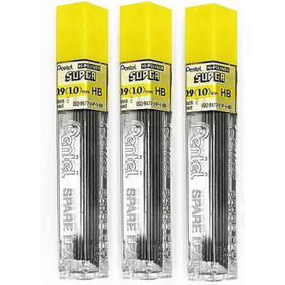 Pentel 0,9 mm Tamanho HB tons dureza lápis substituição substituição condução alta polímero super para automático e lápis mecânicos (pacote de 3 tubos 45 peças) Pentel 0,9 mm Tamanho HB tons dureza lápis substituição substituição condução alta polímero super para automático e lápis mecânicos (pacote de 3 tubos 45 peças)
