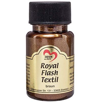 Ideen mit Herz Tinta têxtil metalizada Royal Flash cor metálica de alto brilho, adequado para tecidos e tecidos claros e escuros, t-shirts, sacos, roupas, 50 ml (castanho) Ideen mit Herz Tinta têxtil metalizada Royal Flash cor metálica de alto brilho, adequado para tecidos e tecidos claros e escuros, t-shirts, sacos, roupas, 50 ml (castanho)