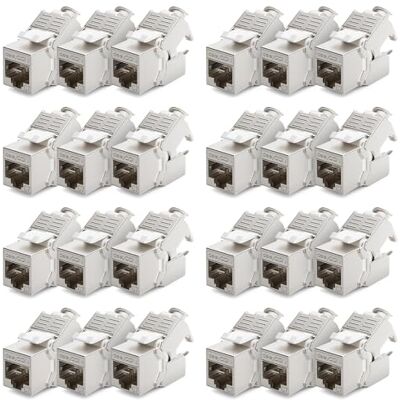 deleyCON 24 x Módulo Keystone CAT7 compatível com cabos de instalação CAT7/CAT6/CAT6a, junções e cabos de remendo blindagem STP porta RJ45-1000 MHz, 10 Gbit/s com terminal de corte (LSA) deleyCON 24 x Módulo Keystone CAT7 compatível com cabos de instalação CAT7/CAT6/CAT6a, junções e cabos de remendo blindagem STP porta RJ45-1000 MHz, 10 Gbit/s com terminal de corte (LSA)