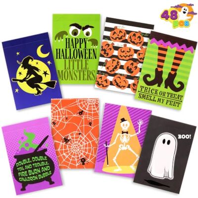 JOYIN Conjunto de 48 blocos de notas assustadoras de Halloween em 8 desenhos, blocos de notas de Halloween para meninos e meninas, lembranças de sala de aula, jogo de presente para meninos e meninas JOYIN Conjunto de 48 blocos de notas assustadoras de Halloween em 8 desenhos, blocos de notas de Halloween para meninos e meninas, lembranças de sala de aula, jogo de presente para meninos e meninas