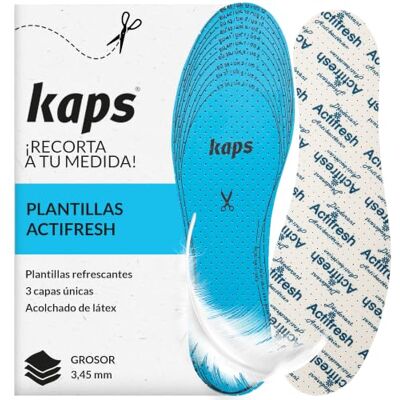 Kaps Actifresh Palmilhas de sapatos sofisticadas com tecnologia antibacteriana de Sanitized, fabricadas na Europa, cortáveis à medida, todos os tamanhos Kaps Actifresh Palmilhas de sapatos sofisticadas com tecnologia antibacteriana de Sanitized, fabricadas na Europa, cortáveis à medida, todos os tamanhos