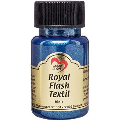 Ideen mit Herz Tinta têxtil metalizada Royal Flash cor metálica de alto brilho, adequado para tecidos e tecidos claros e escuros, t-shirts, sacos, roupas, 50 ml (azul) Ideen mit Herz Tinta têxtil metalizada Royal Flash cor metálica de alto brilho, adequado para tecidos e tecidos claros e escuros, t-shirts, sacos, roupas, 50 ml (azul)