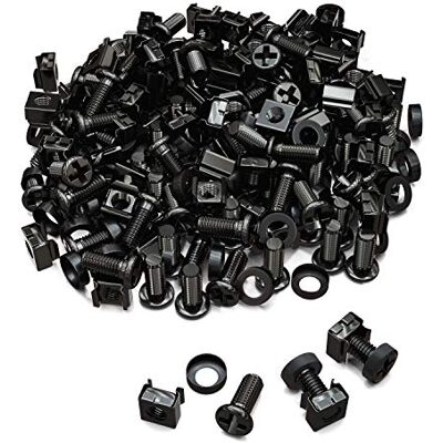 deleyCON 100x Pacote de Porcas Enjauladas M6 e Parafusos para Armário de Rede Carcaça do Servidor 19 e 10 Polegadas Montagem Kit Preto deleyCON 100x Pacote de Porcas Enjauladas M6 e Parafusos para Armário de Rede Carcaça do Servidor 19 e 10 Polegadas Montagem Kit Preto