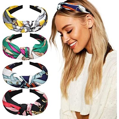 DRESHOW 4 peças diadema para mulher turbante boémia elástico fita faixa de cabelo faixa de cabeça acessórios DRESHOW 4 peças diadema para mulher turbante boémia elástico fita faixa de cabelo faixa de cabeça acessórios