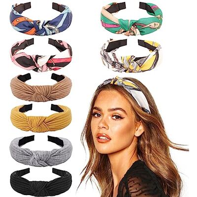 DRESHOW 8 peças faixas de cabelo largas diadema para mulher elástica turbante diadema de nó bandas diadema para mulheres para mulheres DRESHOW 8 peças faixas de cabelo largas diadema para mulher elástica turbante diadema de nó bandas diadema para mulheres para mulheres