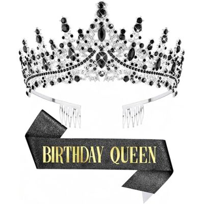 DRESHOW Coroa e faixa de aniversário para mulher faixa de rainha de aniversário e tiara de Strass Set tiaras e faixas para meninas decorações acessórios para o cabelo DRESHOW Coroa e faixa de aniversário para mulher faixa de rainha de aniversário e tiara de Strass Set tiaras e faixas para meninas decorações acessórios para o cabelo