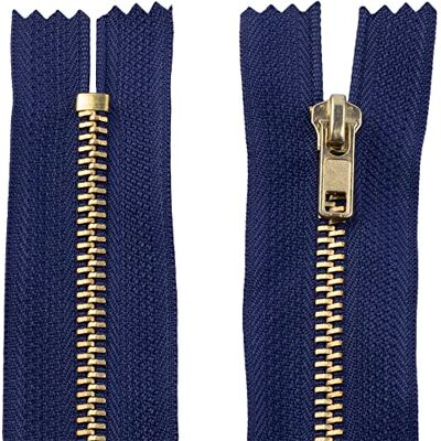 AERZETIX Conjunto de 2 fechos de correr não separáveis 14 cm em metal fecho com fecho de correr cor azul escuro costura de marroquinaria bolsas saia vestido roupa calças mercerias AERZETIX Conjunto de 2 fechos de correr não separáveis 14 cm em metal fecho com fecho de correr cor azul escuro costura de marroquinaria bolsas saia vestido roupa calças mercerias