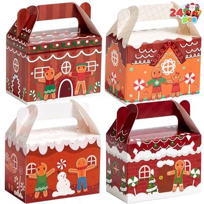 JOYIN 24 caixas de cartão para bolachas natalícias 3D para presentes de Natal, presentes de Natal, artigos de festa para a escola, sala de aula JOYIN 24 caixas de cartão para bolachas natalícias 3D para presentes de Natal, presentes de Natal, artigos de festa para a escola, sala de aula