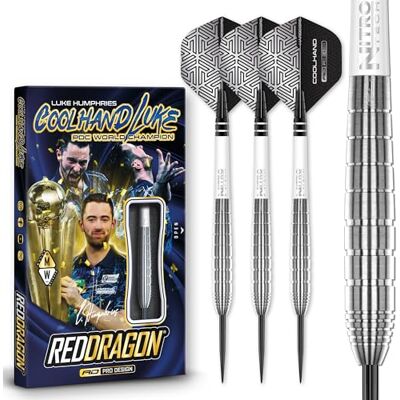 Dragon Luke Humphries TX1 Conjunto de dardos de tungsténio premium de 22 gramas com penas e hastes Dragon Luke Humphries TX1 Conjunto de dardos de tungsténio premium de 22 gramas com penas e hastes
