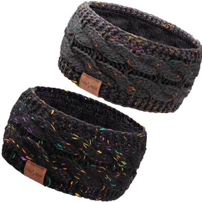 DRESHOW Diadema de Tricô Quente para Mulher, Aquecedores de Orelhas de Inverno, Elásticos, Diademas de Crochê, Faixas Grossas com Forro Polar para o Cabelo de Lã DRESHOW Diadema de Tricô Quente para Mulher, Aquecedores de Orelhas de Inverno, Elásticos, Diademas de Crochê, Faixas Grossas com Forro Polar para o Cabelo de Lã