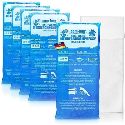 com-four ® 5 x Compressa multiusos grande com capa de velo, compressas frio/calor reutilizáveis, 29 x 12 cm, adequado para micro-ondas, Made in Germany com-four ® 5 x Compressa multiusos grande com capa de velo, compressas frio/calor reutilizáveis, 29 x 12 cm, adequado para micro-ondas, Made in Germany
