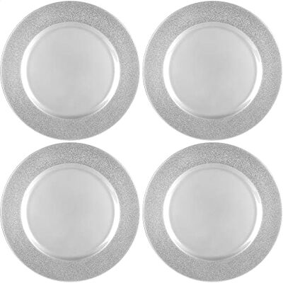 com-four ® 4 pratos de apresentação brilhantes pratos monocromáticos reutilizáveis como decoração de mesa pratos decorativos para casamentos, celebrações familiares ou Natal Ø 33 cm com-four ® 4 pratos de apresentação brilhantes pratos monocromáticos reutilizáveis como decoração de mesa pratos decorativos para casamentos, celebrações familiares ou Natal Ø 33 cm