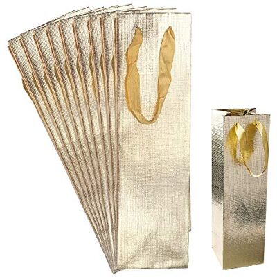Ideen mit Herz Sacos de presente 36 cm x 10,5 cm x 10,5 cm sacos de presente com superfície diamantada ouro 10 unidades Pacote de presente ideal para garrafas Ideen mit Herz Sacos de presente 36 cm x 10,5 cm x 10,5 cm sacos de presente com superfície diamantada ouro 10 unidades Pacote de presente ideal para garrafas