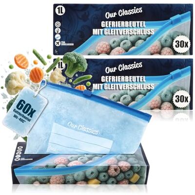 com-four ® Sacos de congelação de 1 litro, sacos recarregáveis com-four ® Sacos de congelação de 1 litro, sacos recarregáveis