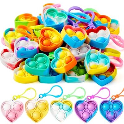 JOYIN Porta-chaves Pop, Mini Fidget Toys, a granel, 30 peças, lembranças de festa para crianças, enchimentos de sacos de presente para prêmios em sala de aula JOYIN Porta-chaves Pop, Mini Fidget Toys, a granel, 30 peças, lembranças de festa para crianças, enchimentos de sacos de presente para prêmios em sala de aula