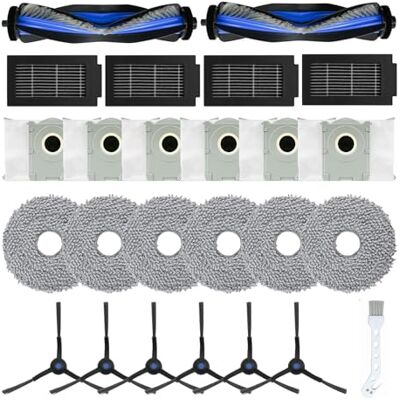 MMOBIEL Kit de 25 peças para EcoVacs Deebot T50 Omni/T50 Pro Omni/T50, 2 escovas principais, 6 sacos para pó, 6 panos de lavagem, 4 filtros, 6 escovas laterais e 1 escova MMOBIEL Kit de 25 peças para EcoVacs Deebot T50 Omni/T50 Pro Omni/T50, 2 escovas principais, 6 sacos para pó, 6 panos de lavagem, 4 filtros, 6 escovas laterais e 1 escova