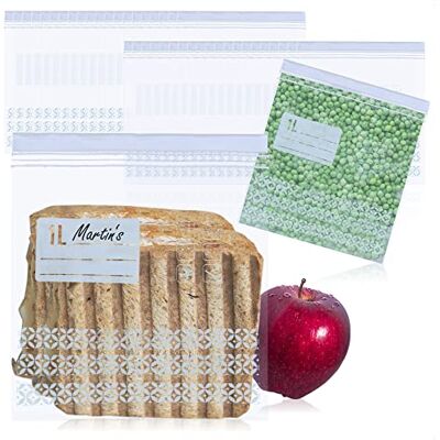 com-four com FOUR 40 x Sacos para congelador de 1 litro com fecho, sacos multiusos para armazenar alimentos, reutilizáveis e adequados até menos 40 °C (40 x 1 litro) com-four com FOUR 40 x Sacos para congelador de 1 litro com fecho, sacos multiusos para armazenar alimentos, reutilizáveis e adequados até menos 40 °C (40 x 1 litro)