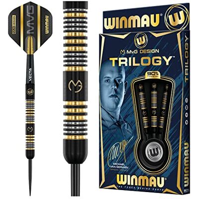 WINMAU Michael Van Gerwyn MvG Trilogy Juego de dardos profesionales de tungsteno con punta de acero con vuelos y tallos (ejes) WINMAU Michael Van Gerwyn MvG Trilogy Juego de dardos profesionales de tungsteno con punta de acero con vuelos y tallos (ejes)