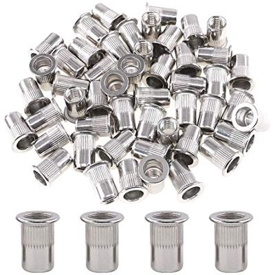Glarks Conjunto de porcas de rebite rosqueado de cabeça plana M8 de aço inoxidável 304, 50 peças (M8) Glarks Conjunto de porcas de rebite rosqueado de cabeça plana M8 de aço inoxidável 304, 50 peças (M8)