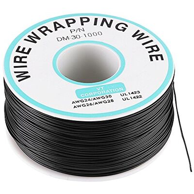 Walfront 30 AWG 0,25 mm cabo de teste de isolamento fio condutor cabo embalagem de cobre estado preto 250 m Walfront 30 AWG 0,25 mm cabo de teste de isolamento fio condutor cabo embalagem de cobre estado preto 250 m