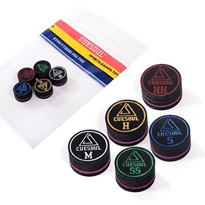 CUESOUL 5 peças 14 mm 9 camadas Pool Cue dicas SS, S, M, H, HH Cada peça CUESOUL 5 peças 14 mm 9 camadas Pool Cue dicas SS, S, M, H, HH Cada peça