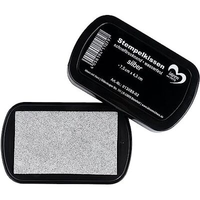 Ideen mit Herz Almofada de tinta secagem rápida, resistente à água, 7,5 cm x 4,3 cm (prata) Ideen mit Herz Almofada de tinta secagem rápida, resistente à água, 7,5 cm x 4,3 cm (prata)
