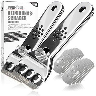com-four ® 2 x Raspador de vitrocerâmica com lâminas de substituição de aço com-four ® 2 x Raspador de vitrocerâmica com lâminas de substituição de aço