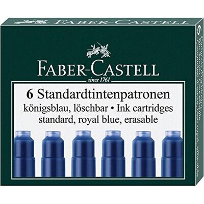 Faber-Castell Cartuchos de tinta padrão, 6 unidades, em caixa dobrável (pacote de 3) Faber-Castell Cartuchos de tinta padrão, 6 unidades, em caixa dobrável (pacote de 3)