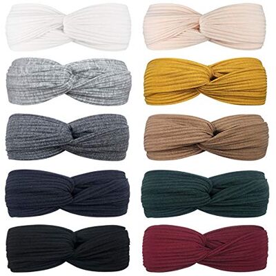DRESHOW 10 peças de diademas boémicas para mulher, com flores vintage impressas, criss-cross, nó, elásticas, banda para o cabelo, acessórios de cabelo para yoga, bandanas para a cabeça, diademas para DRESHOW 10 peças de diademas boémicas para mulher, com flores vintage impressas, criss-cross, nó, elásticas, banda para o cabelo, acessórios de cabelo para yoga, bandanas para a cabeça, diademas para