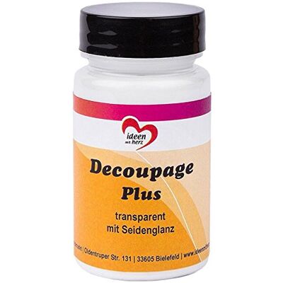 Ideen mit Herz Decoupage Plus, transparente com brilho sedoso, 90 ml, cola líquida e verniz em um, especial para papel de arroz, papel e tecidos, guardanapos, artesanato, à base de água Ideen mit Herz Decoupage Plus, transparente com brilho sedoso, 90 ml, cola líquida e verniz em um, especial para papel de arroz, papel e tecidos, guardanapos, artesanato, à base de água